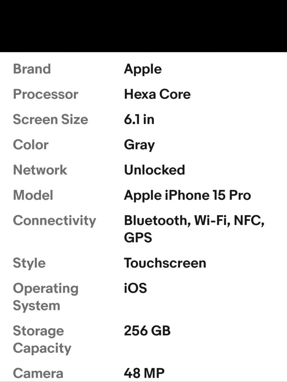 iPhone 15 PRO GRAY Only EXCELLENT CONDITION- Gently used/Unlocked 256GB